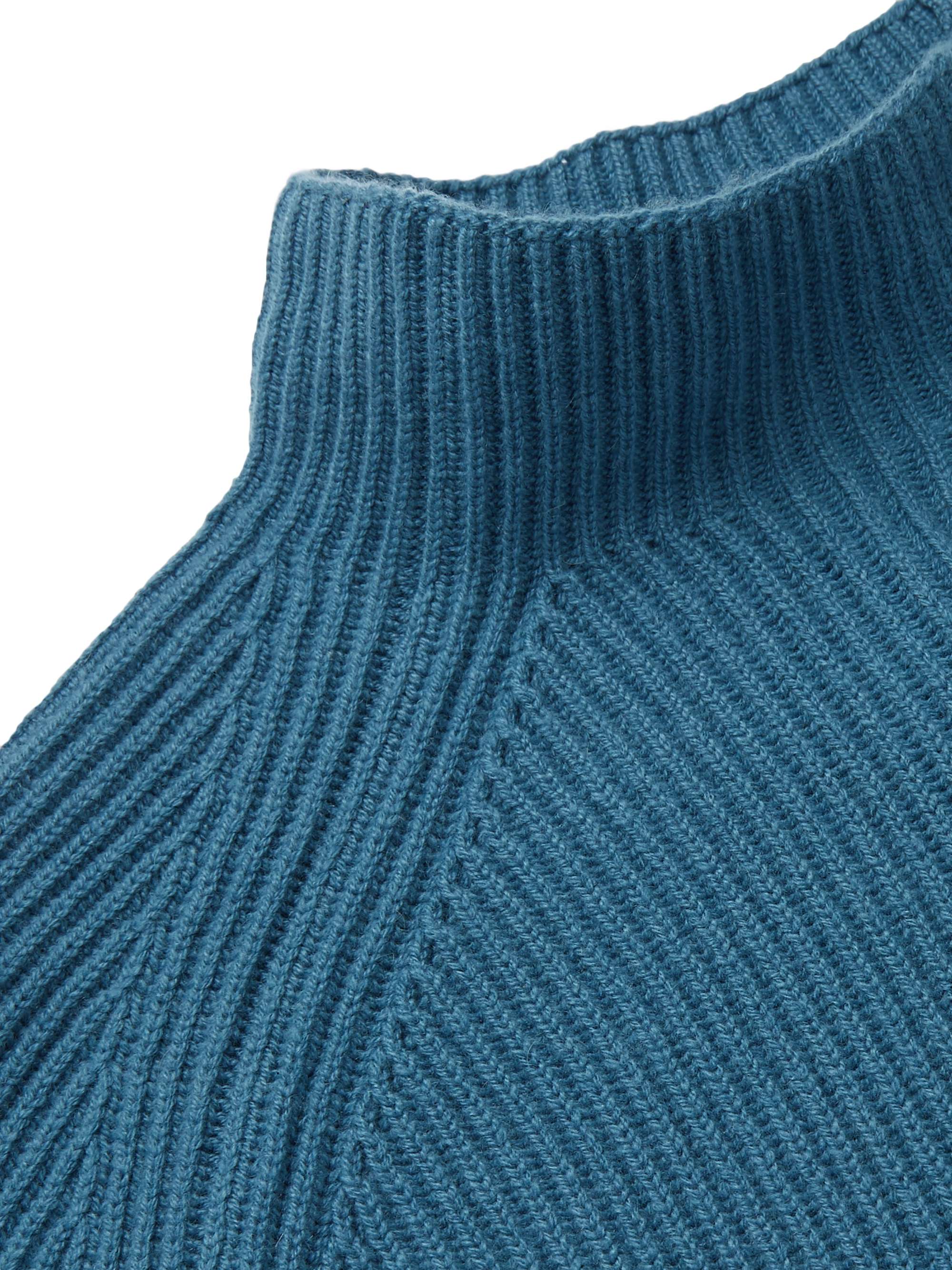 LORO PIANA Ribbed Baby Cashmere Mock-Neck Sweater