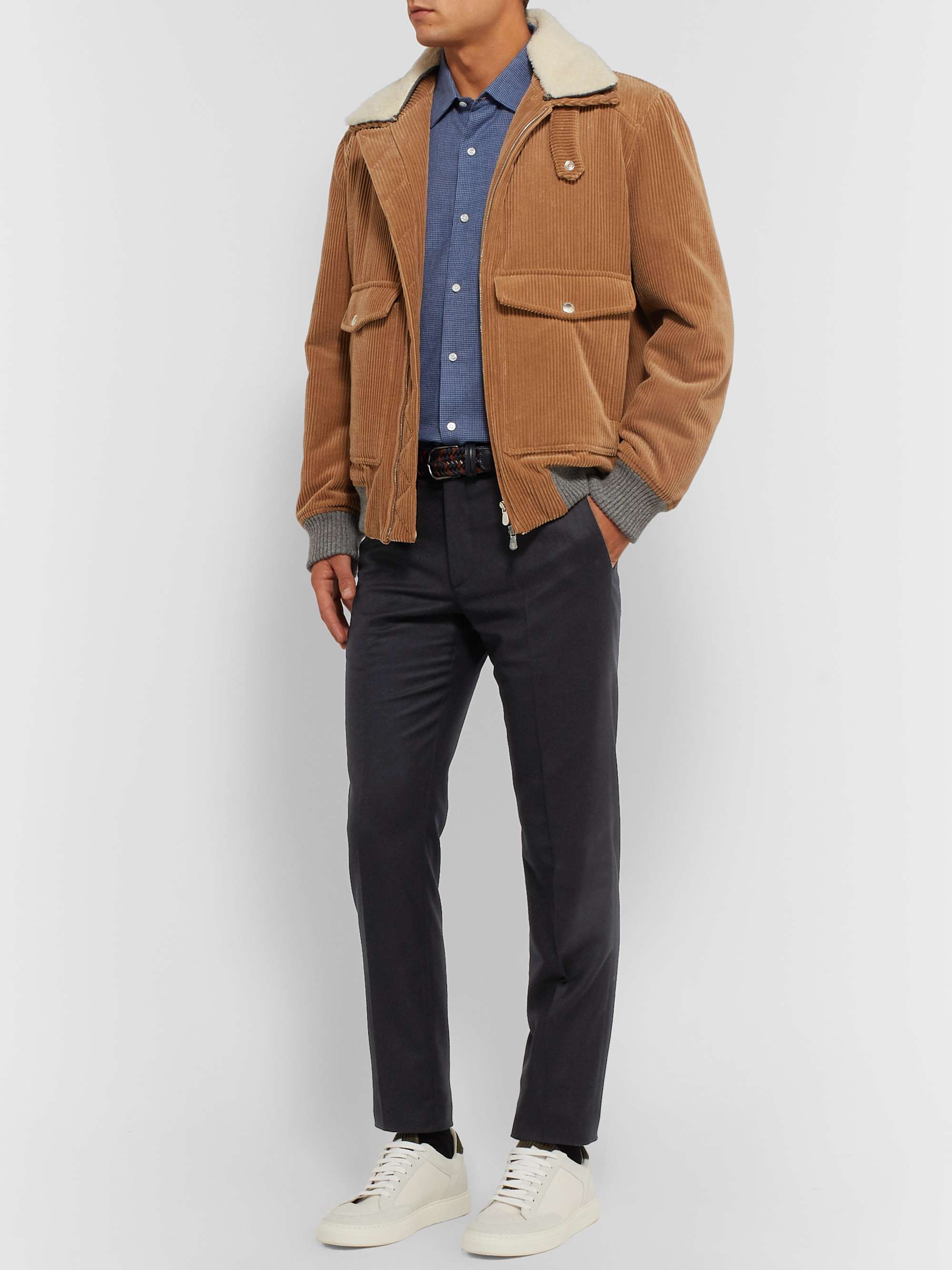 LORO PIANA Suede-Trimmed Shearling-Lined Cashmere-Blend Shirt Jacket for  Men