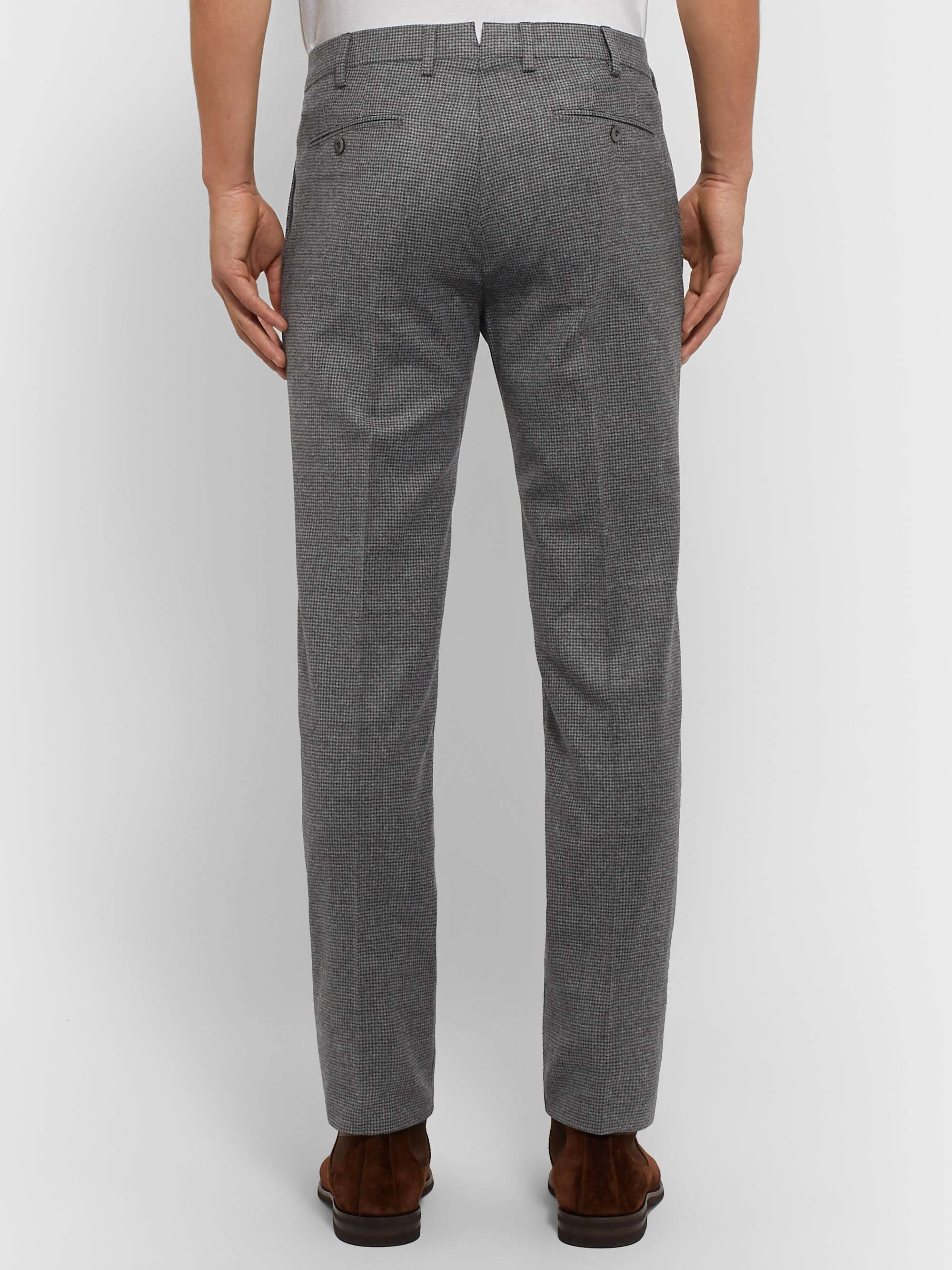 LORO PIANA Grey Slim-Fit Puppytooth Virgin Wool and Cashmere-Blend Trousers