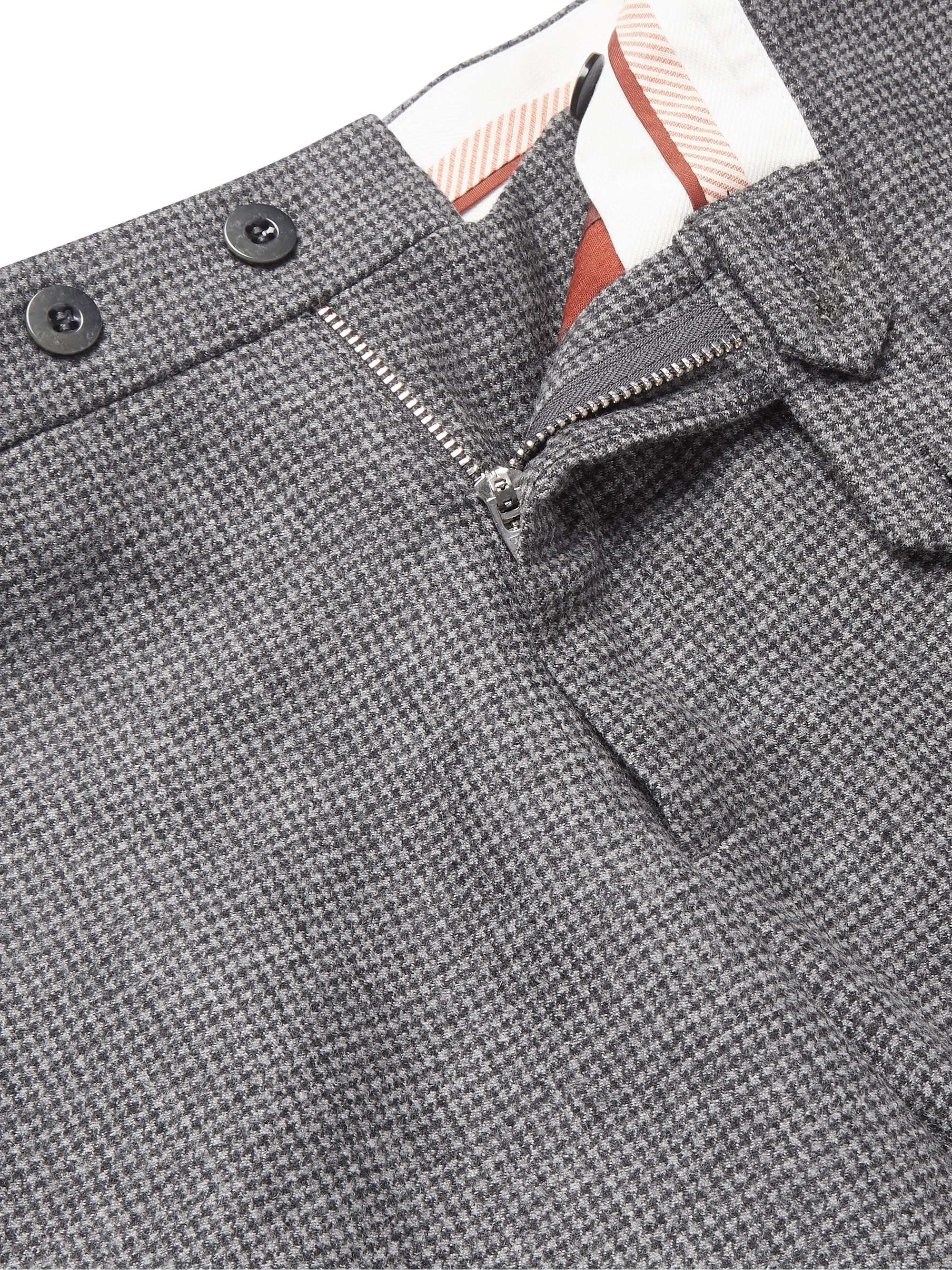 LORO PIANA Grey Slim-Fit Puppytooth Virgin Wool and Cashmere-Blend Trousers