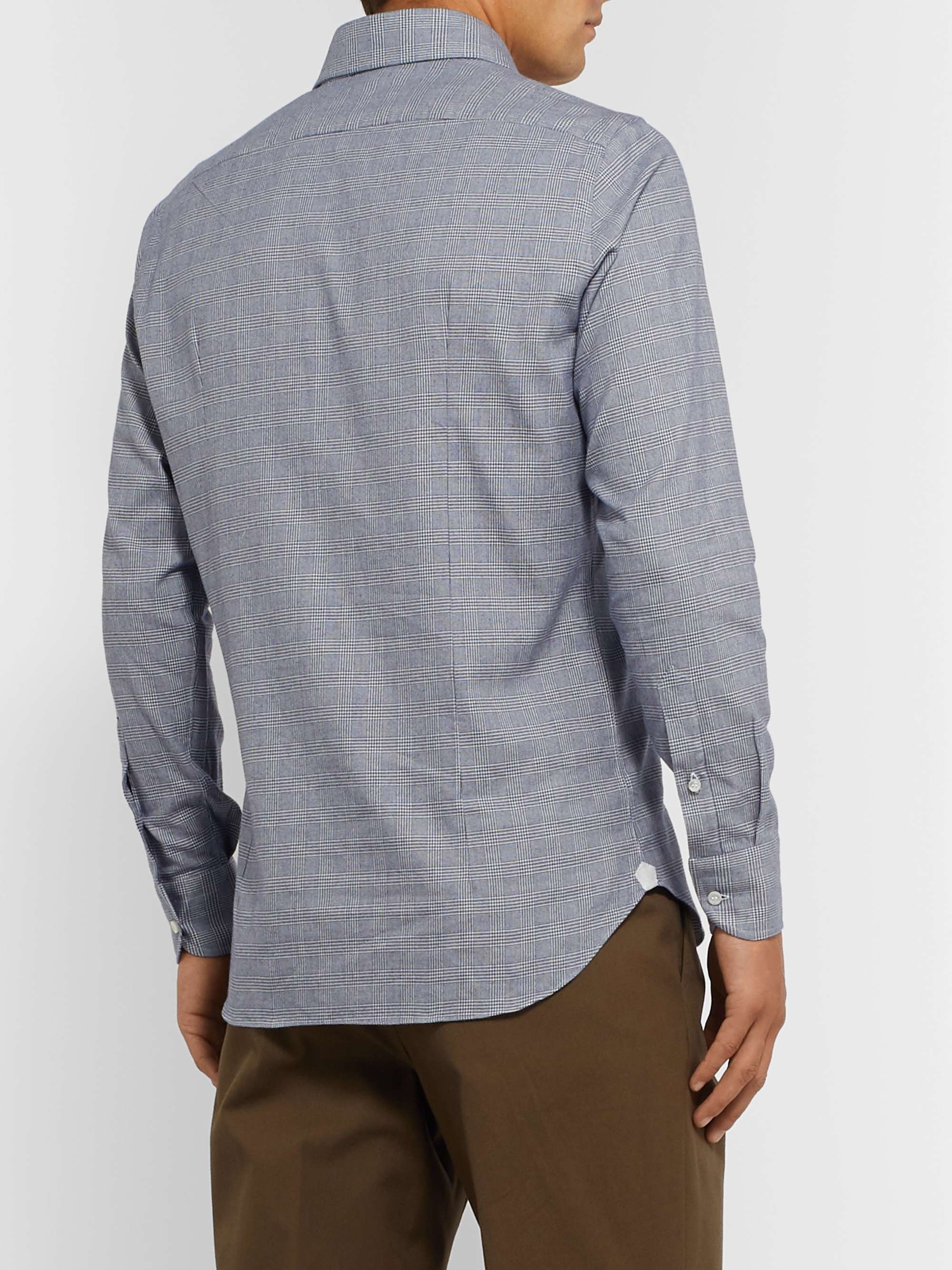 LORO PIANA Slim-Fit Prince of Wales Checked Brushed-Cotton Shirt