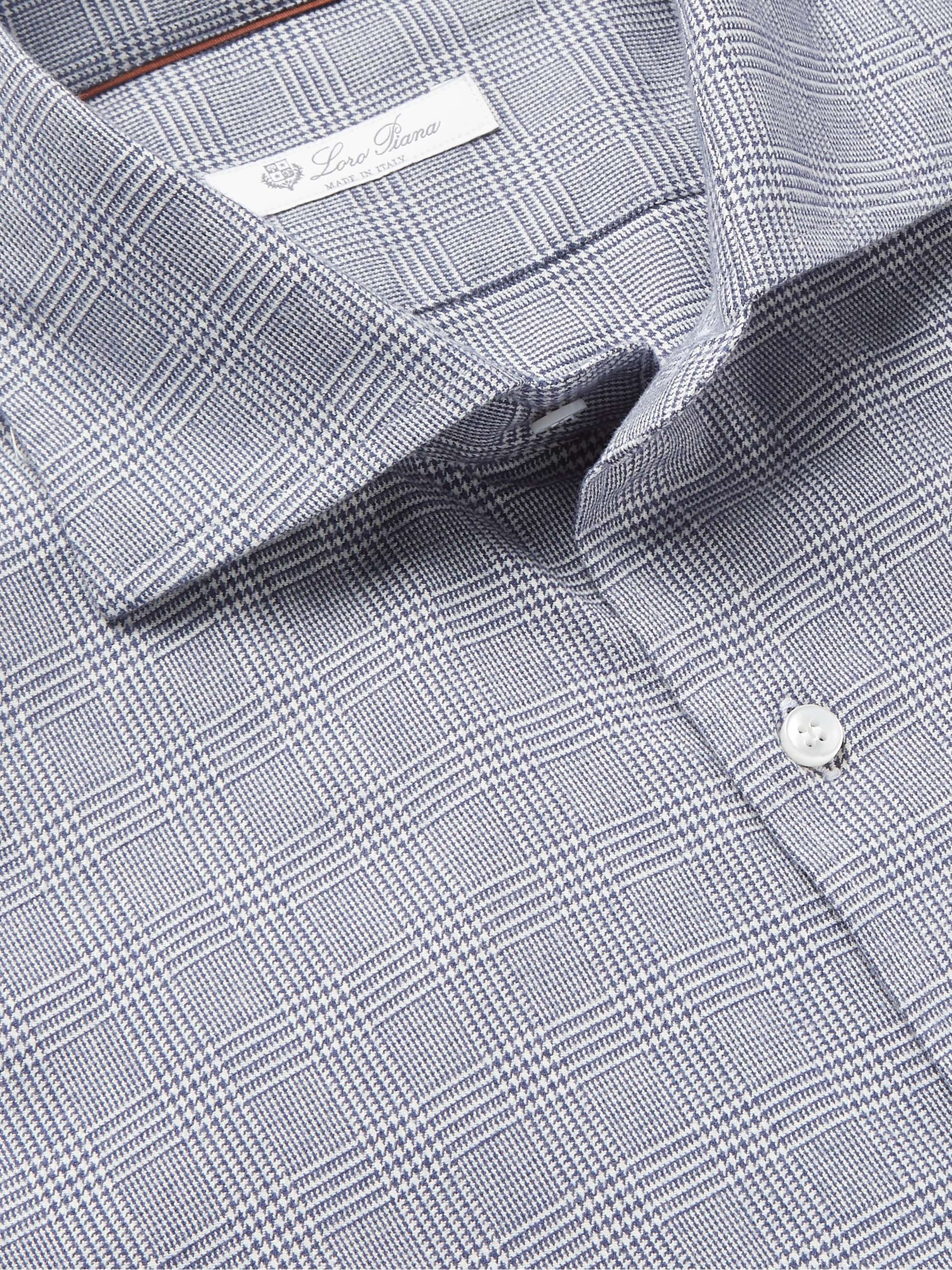 LORO PIANA Slim-Fit Prince of Wales Checked Brushed-Cotton Shirt