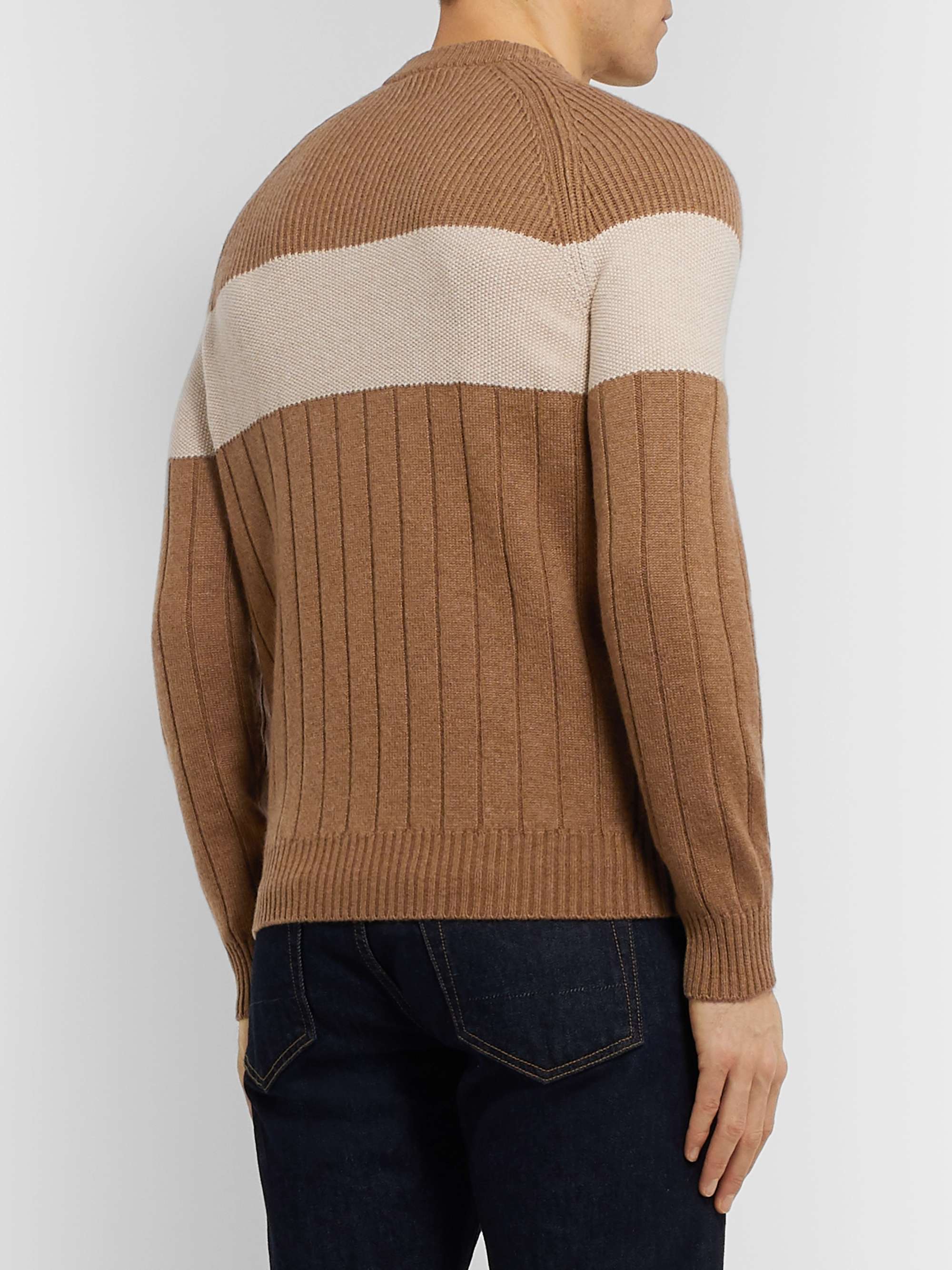 LORO PIANA Slim-Fit Striped Ribbed Cashmere Sweater