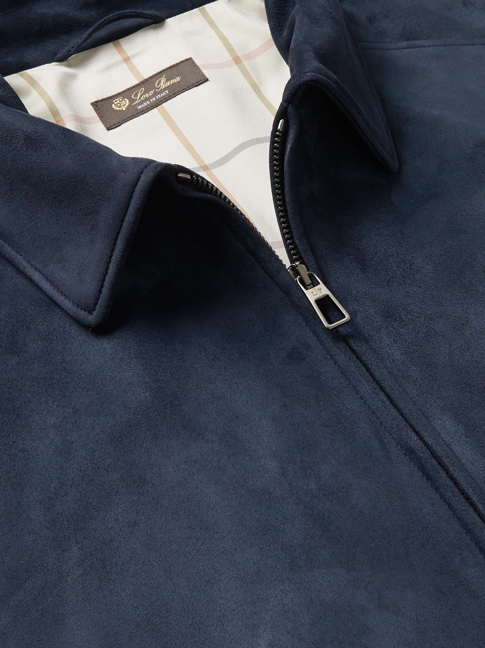 LORO PIANA Rain System Suede Bomber Jacket
