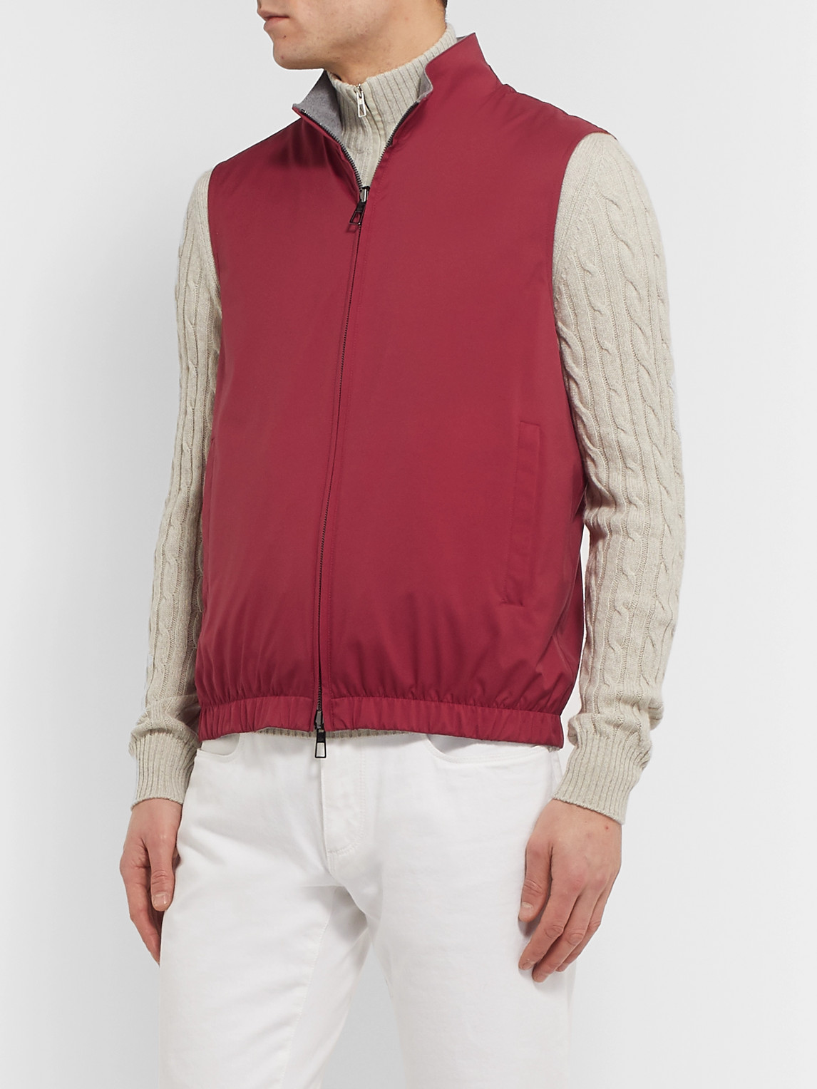  Loro Piana - Slim-fit Reversible Storm System Shell And Super Wish Virgin Wool Gilet - Men - Red - It 46 