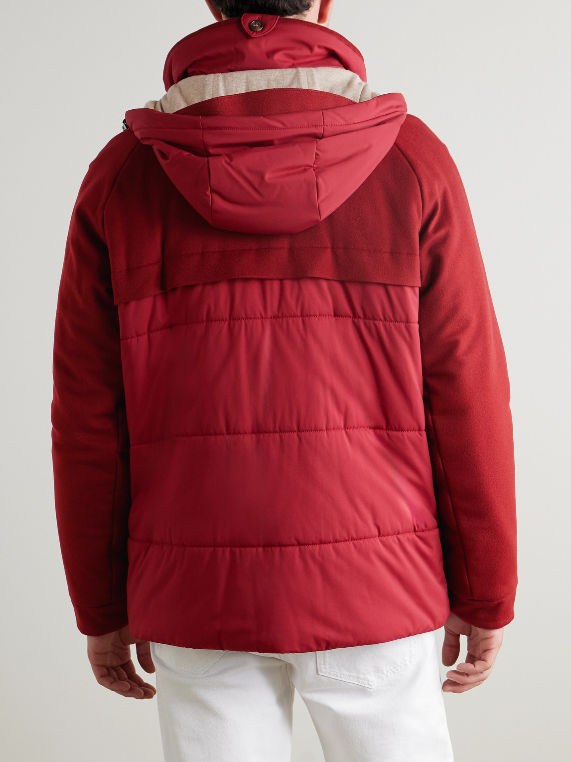 Loro Piana Storm System Quilted Baby Cashmere And Shell Hooded Jacket In Burgundy