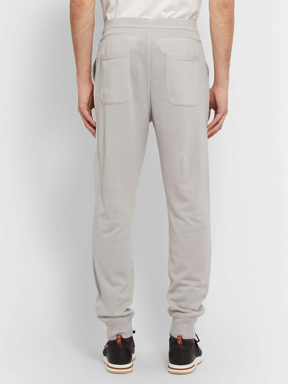 Shop Loro Piana Tapered Cashmere And Silk-blend Sweatpants In Gray