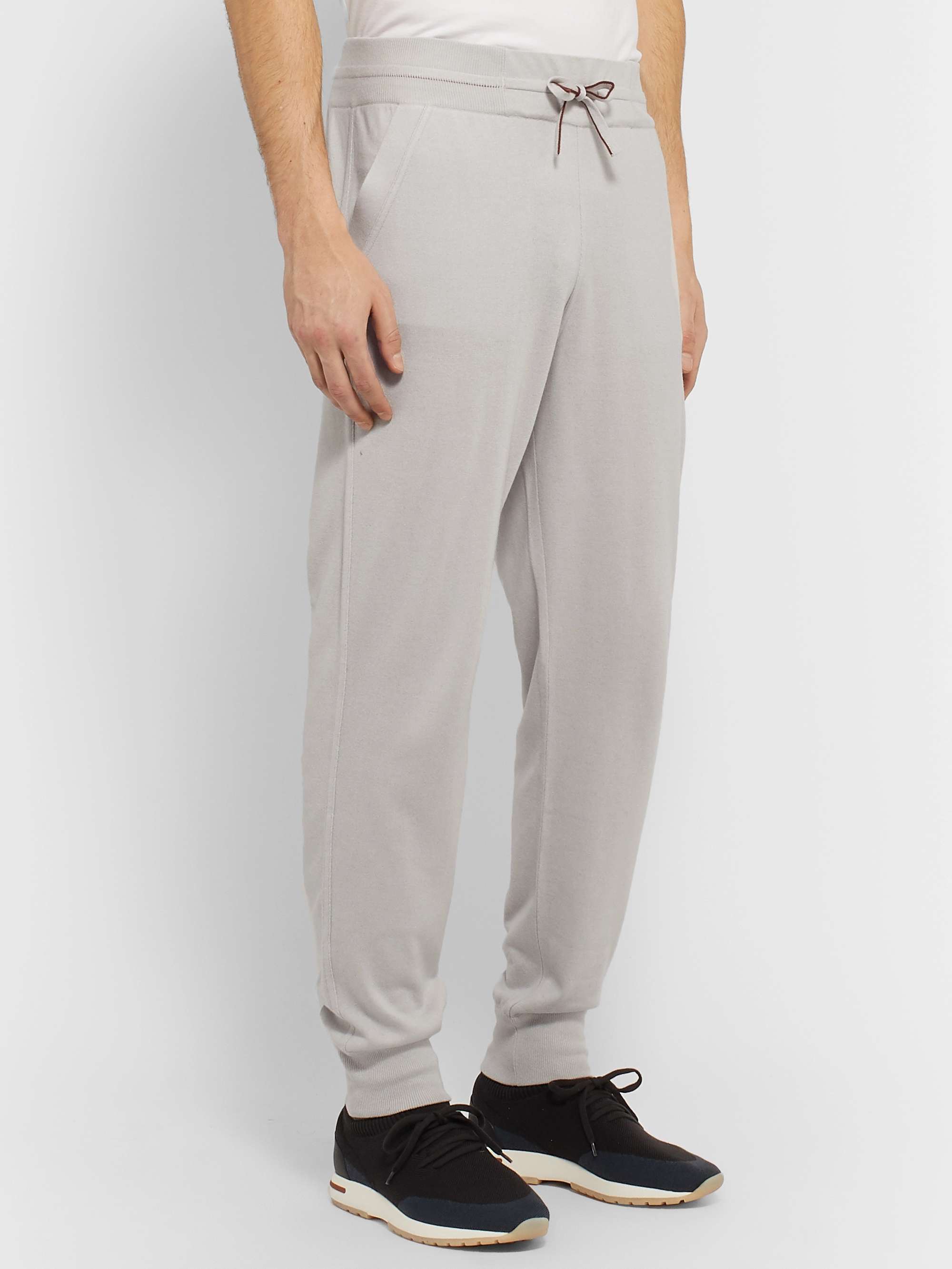 LORO PIANA Portland Tapered Mélange Cashmere and Silk-Blend Sweatpants
