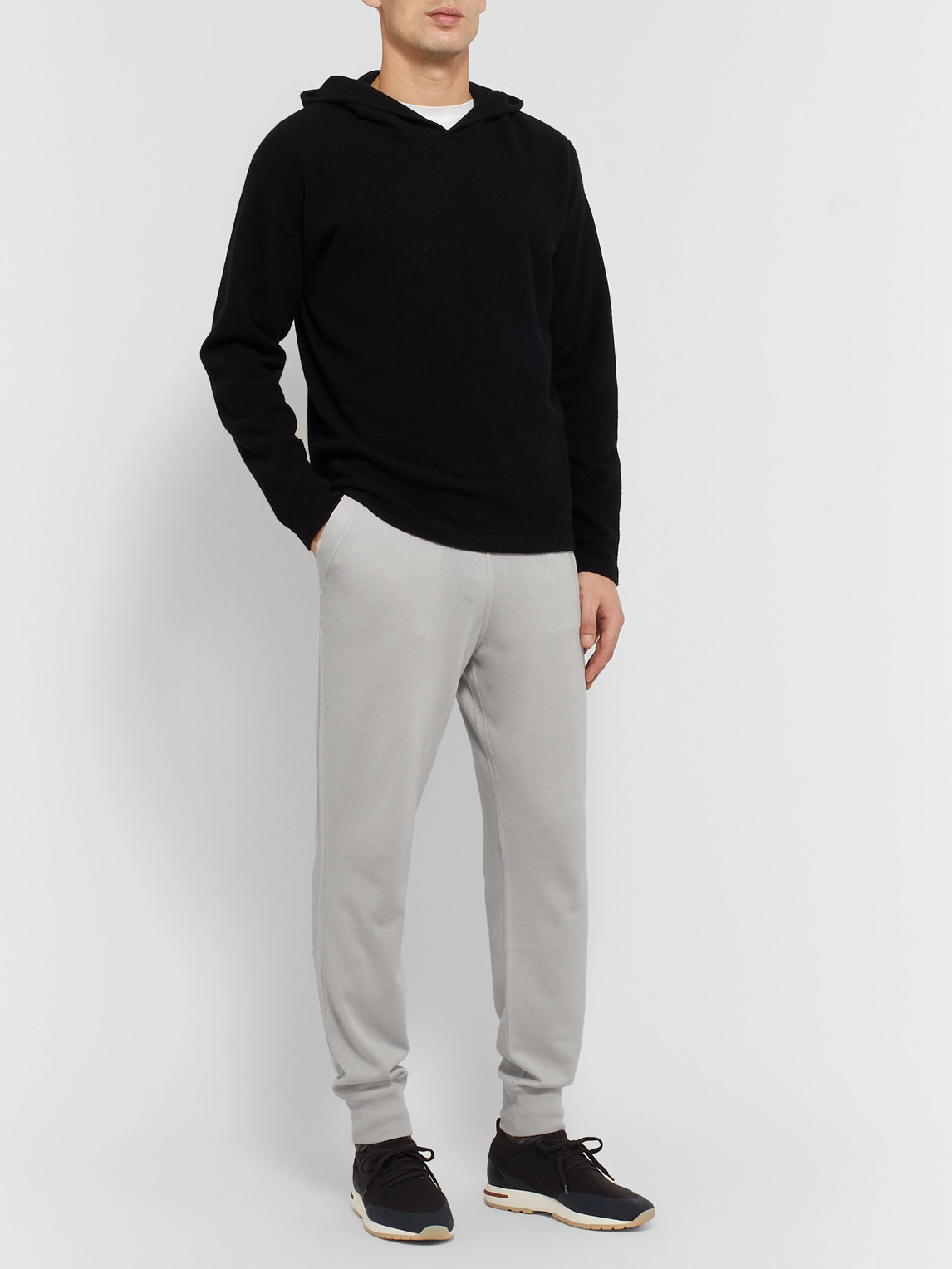 Shop Loro Piana Tapered Cashmere And Silk-blend Sweatpants In Gray