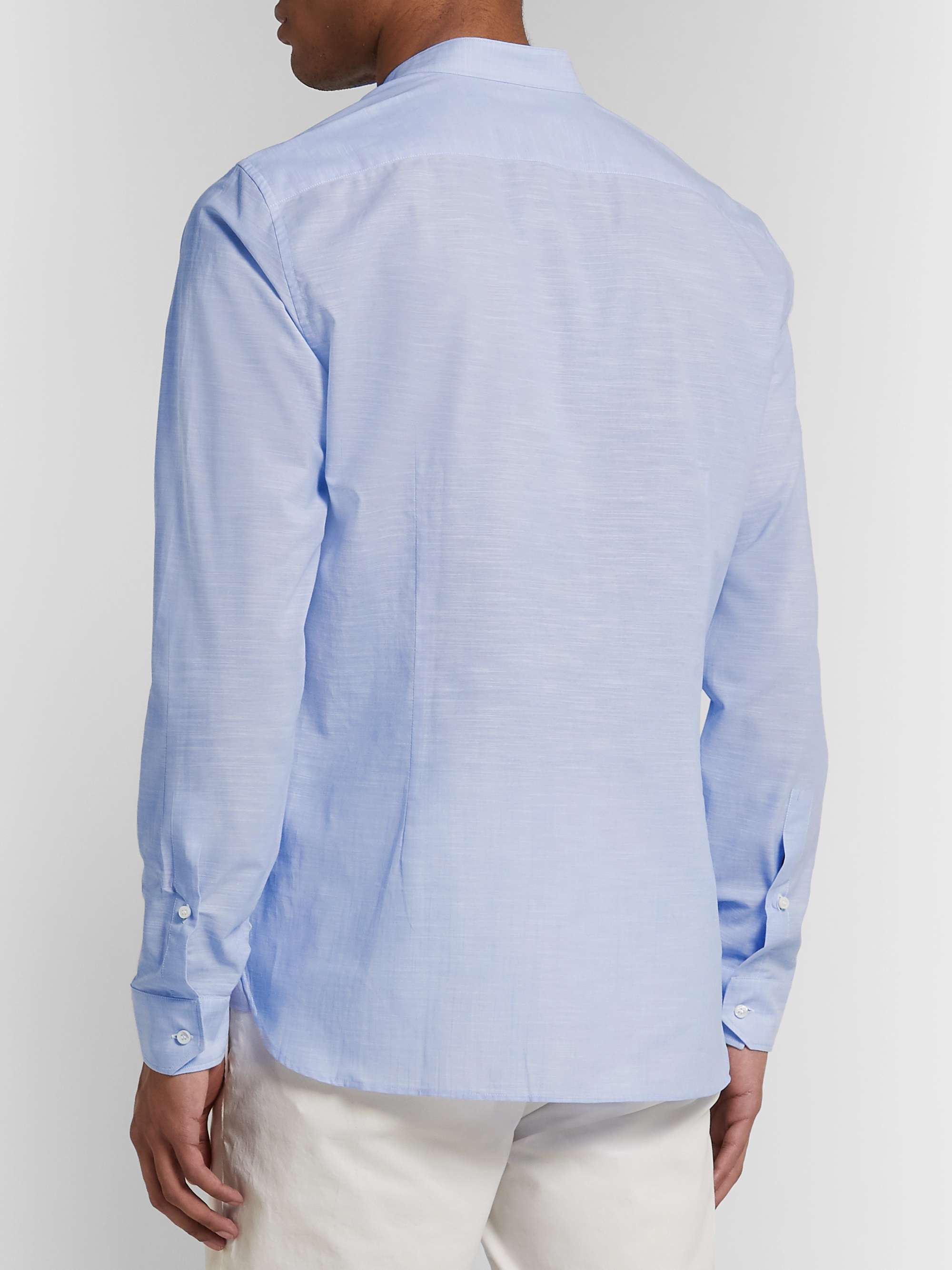LORO PIANA Grandad-Collar Slub Cotton Shirt