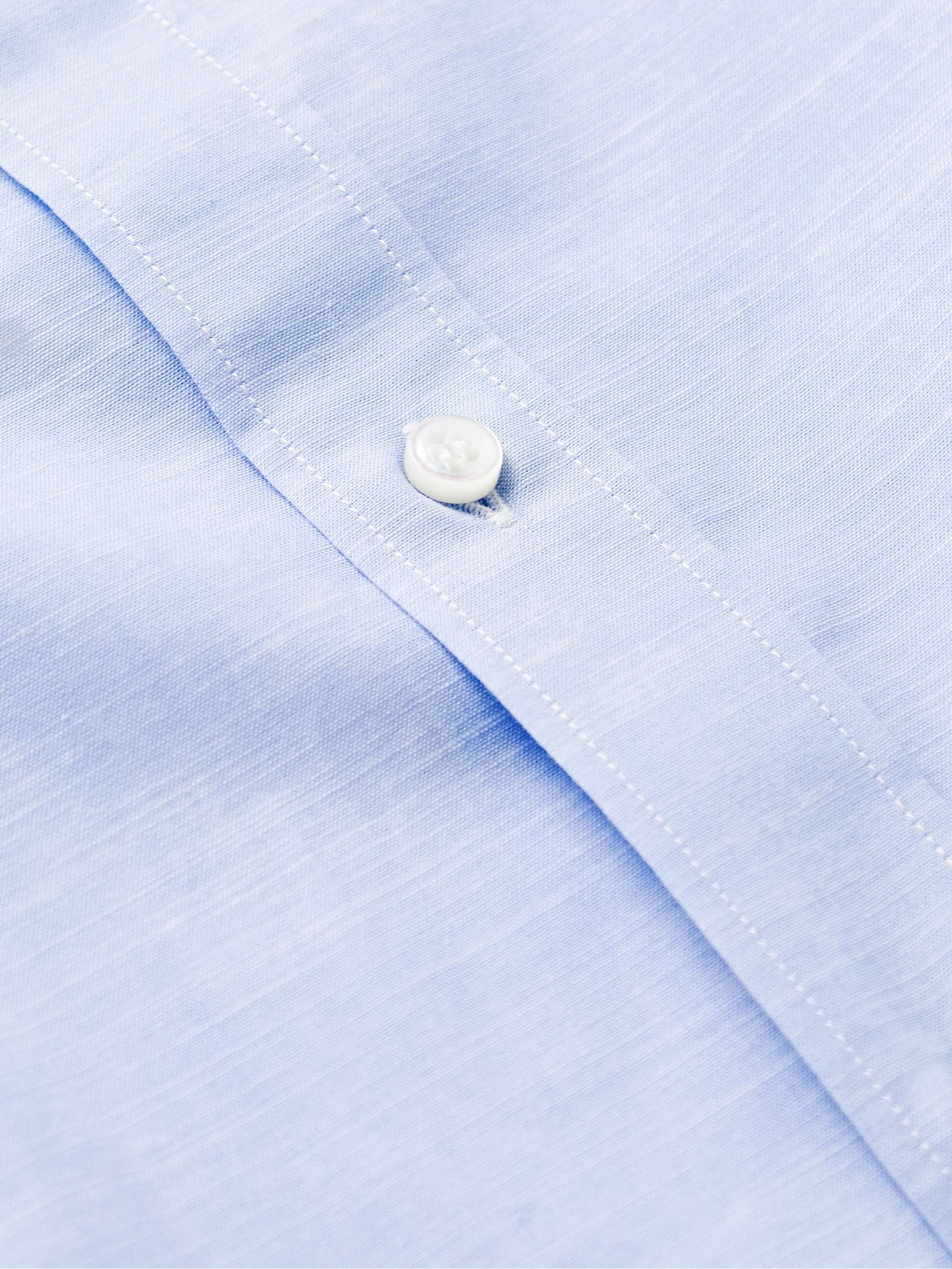 LORO PIANA Grandad-Collar Slub Cotton Shirt