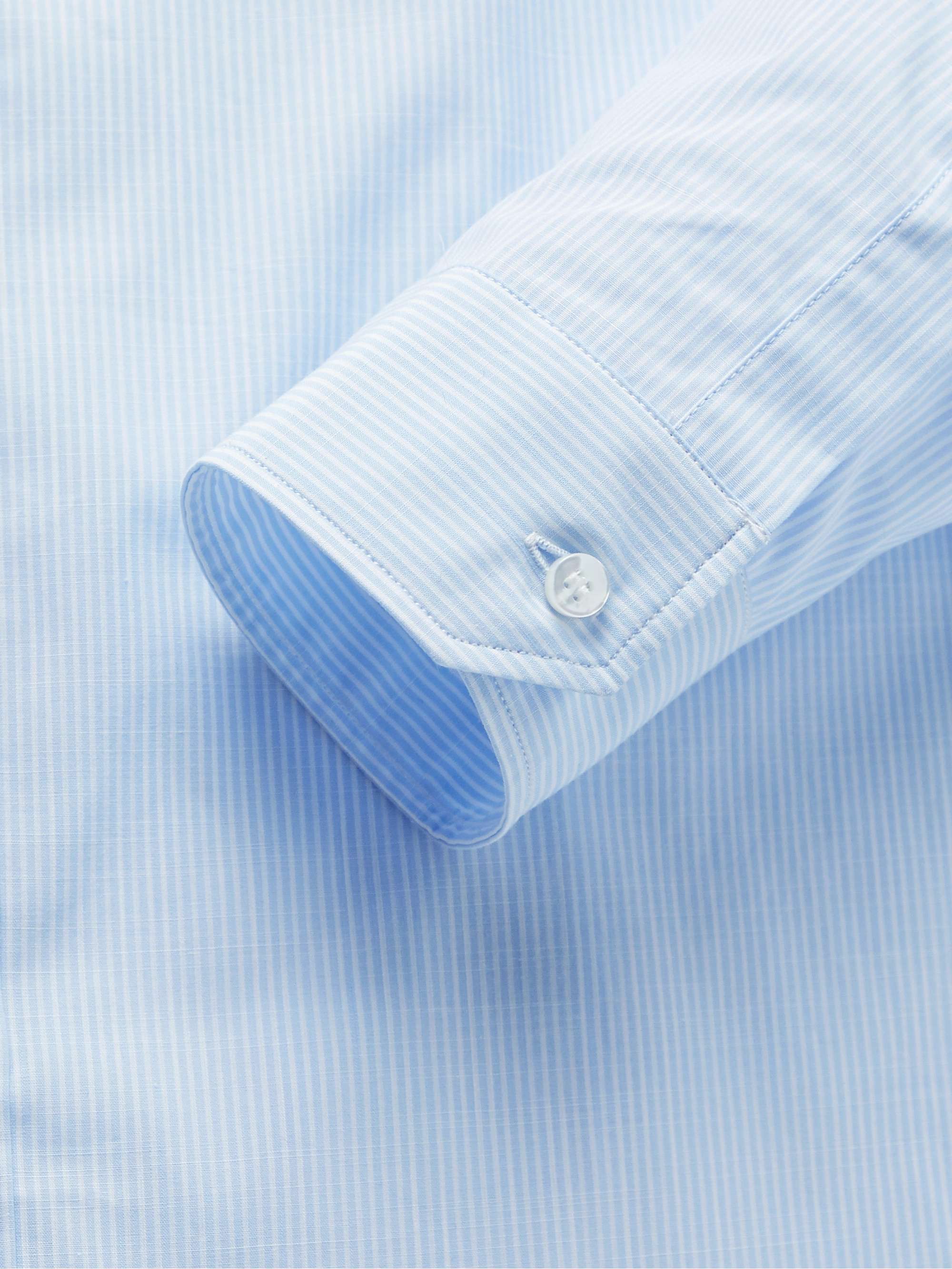 LORO PIANA Slim-Fit Grandad-Collar Striped Cotton Shirt