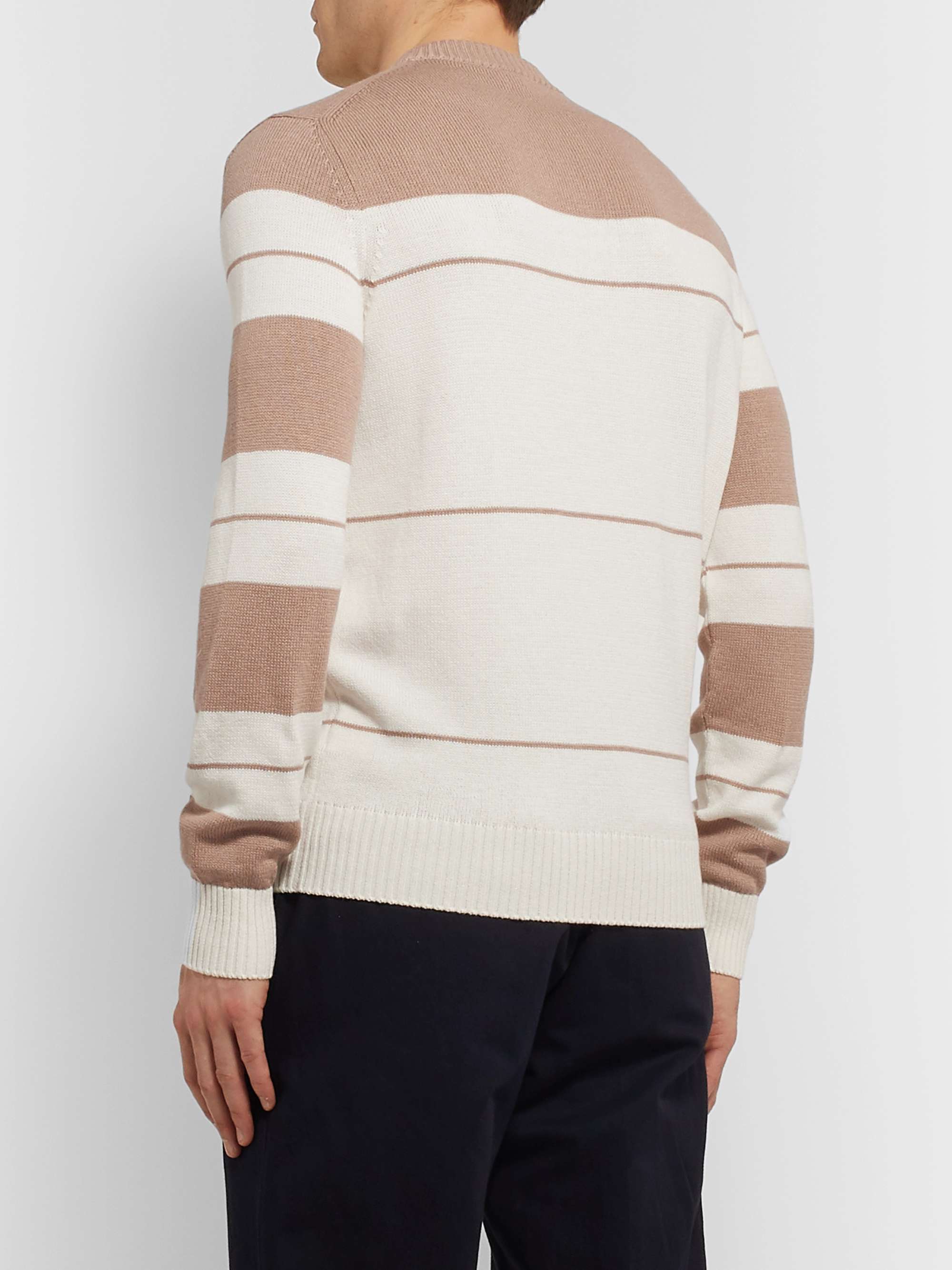 LORO PIANA Striped Cotton and Silk-Blend Sweater