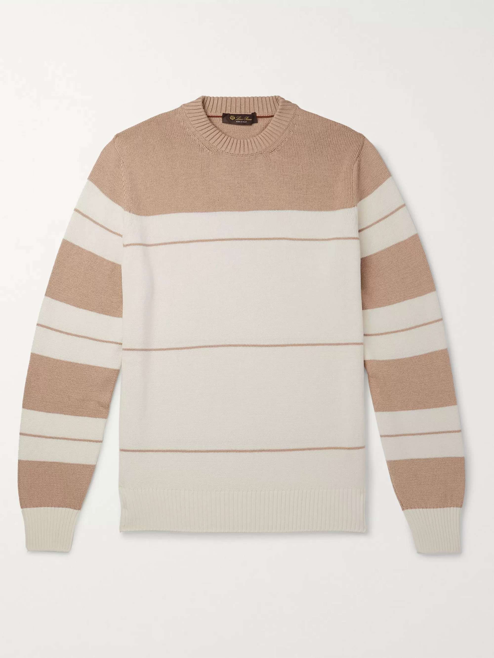 LORO PIANA Striped Cotton and Silk-Blend Sweater