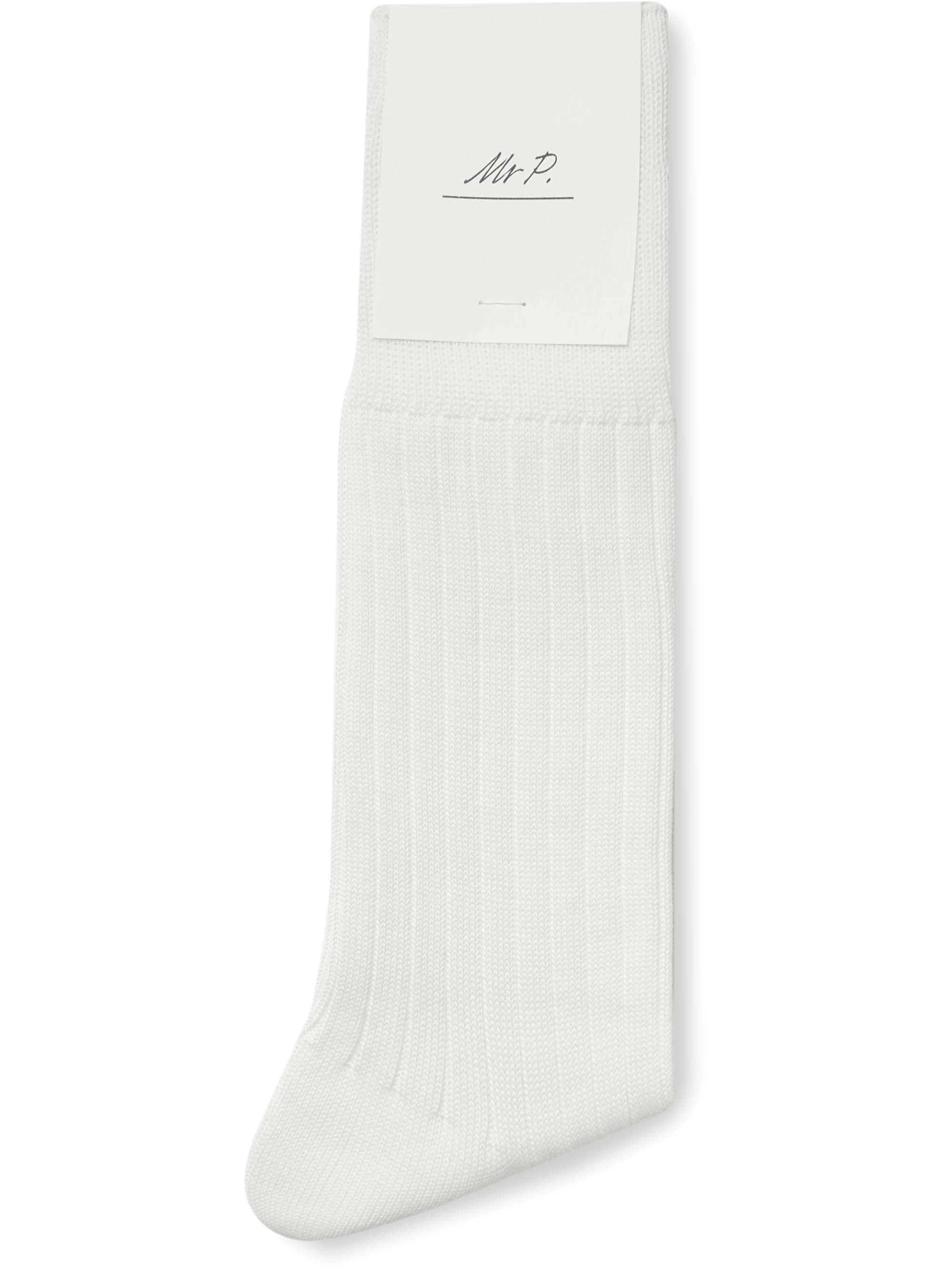 Rhude Racing Cotton Blend Ribbed Socks In White