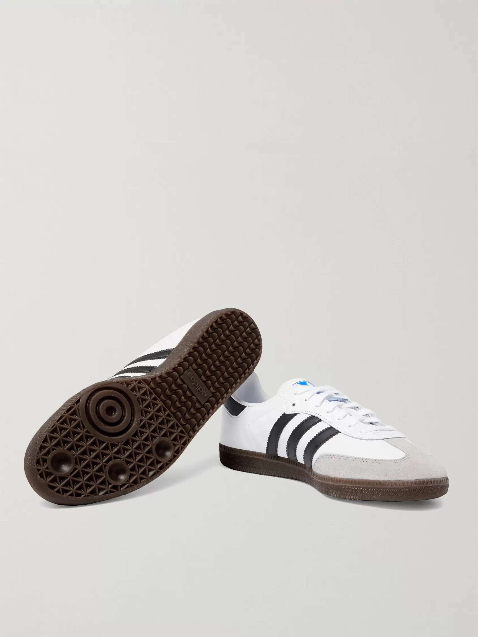 ADIDAS ORIGINALS Samba Suede-Trimmed Leather Sneakers