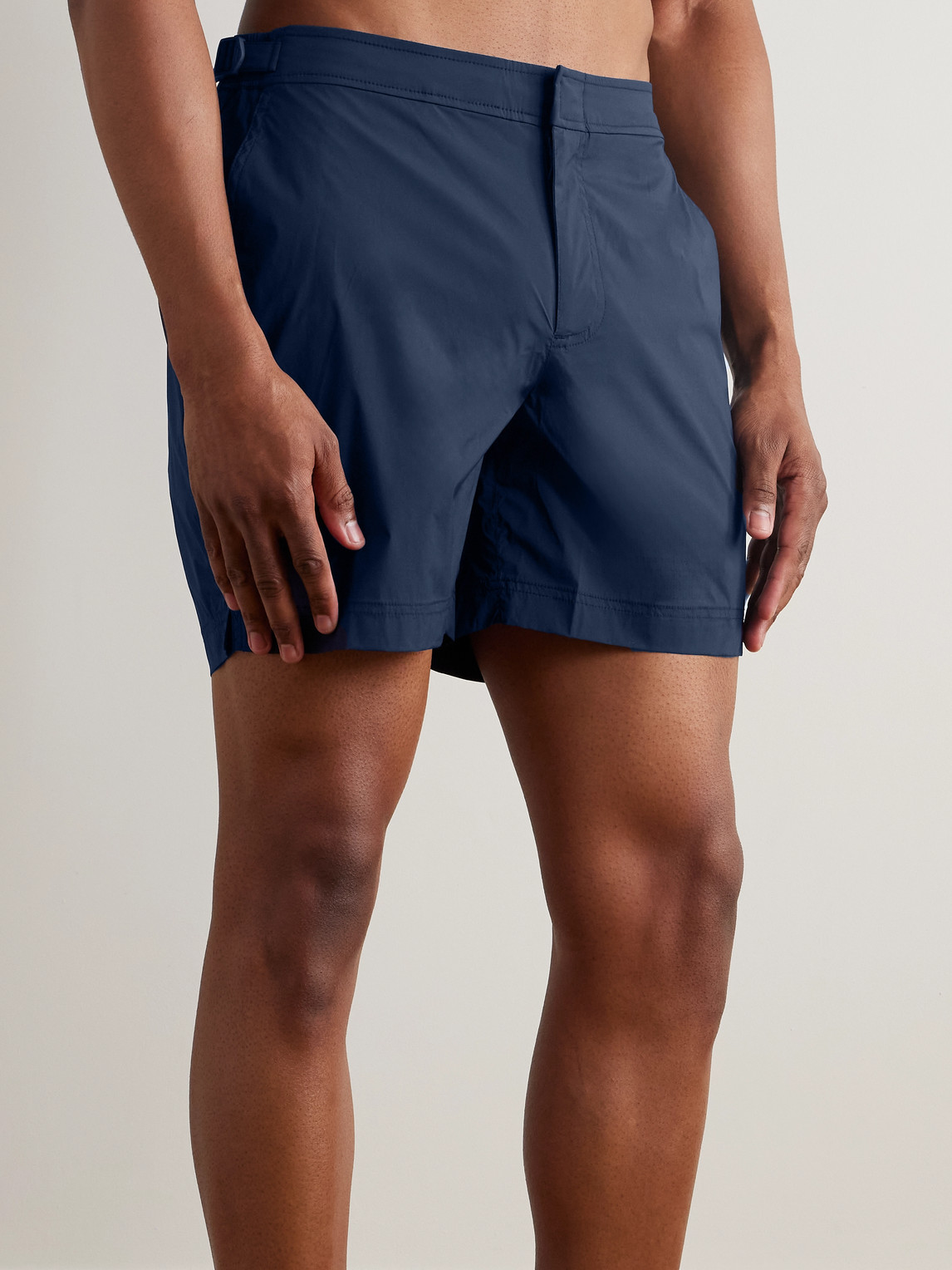 Orlebar Brown Bulldog Tonal Seersucker Mid-length Swim Shorts In Blue