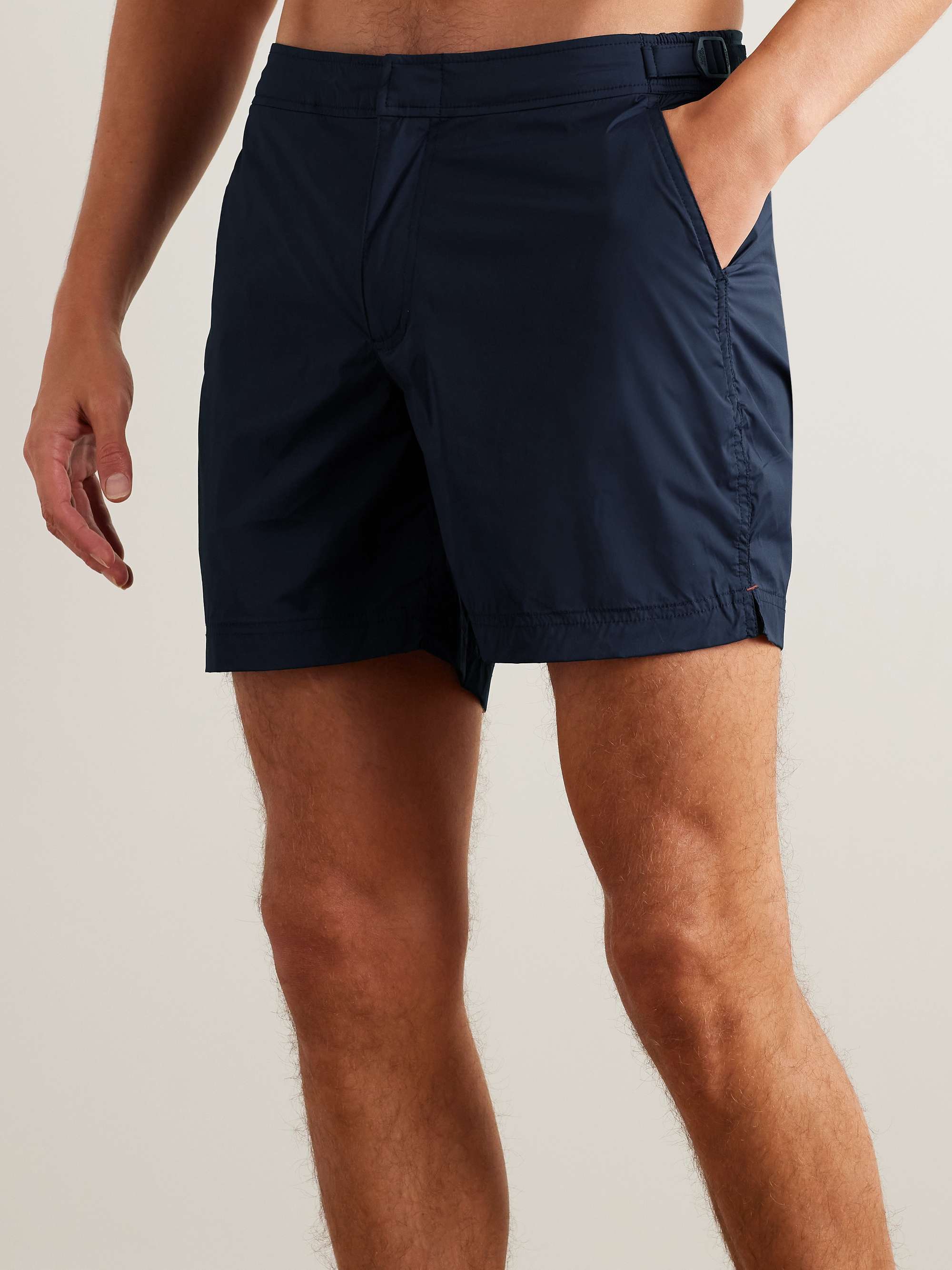 Orlebar Brown  Navy/White O.B Monogram Mid-Length Swim Shorts