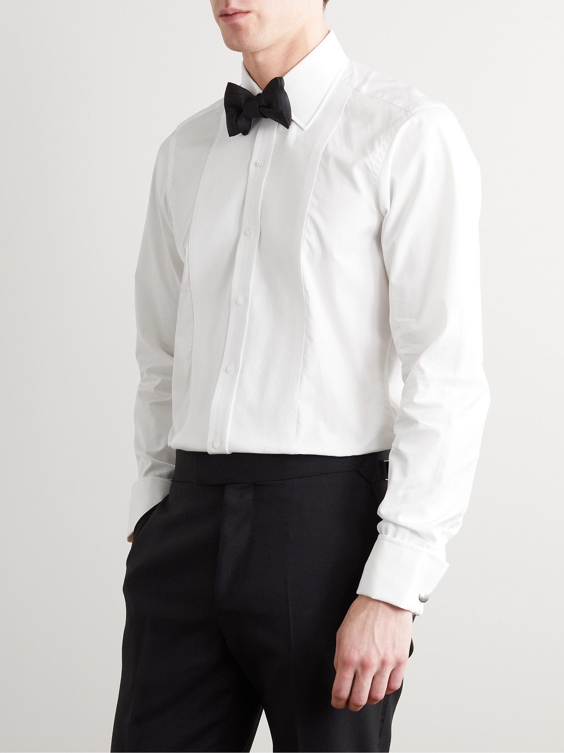 Shop Kingsman Turnbull & Asser White Bib-front Cotton Tuxedo Shirt
