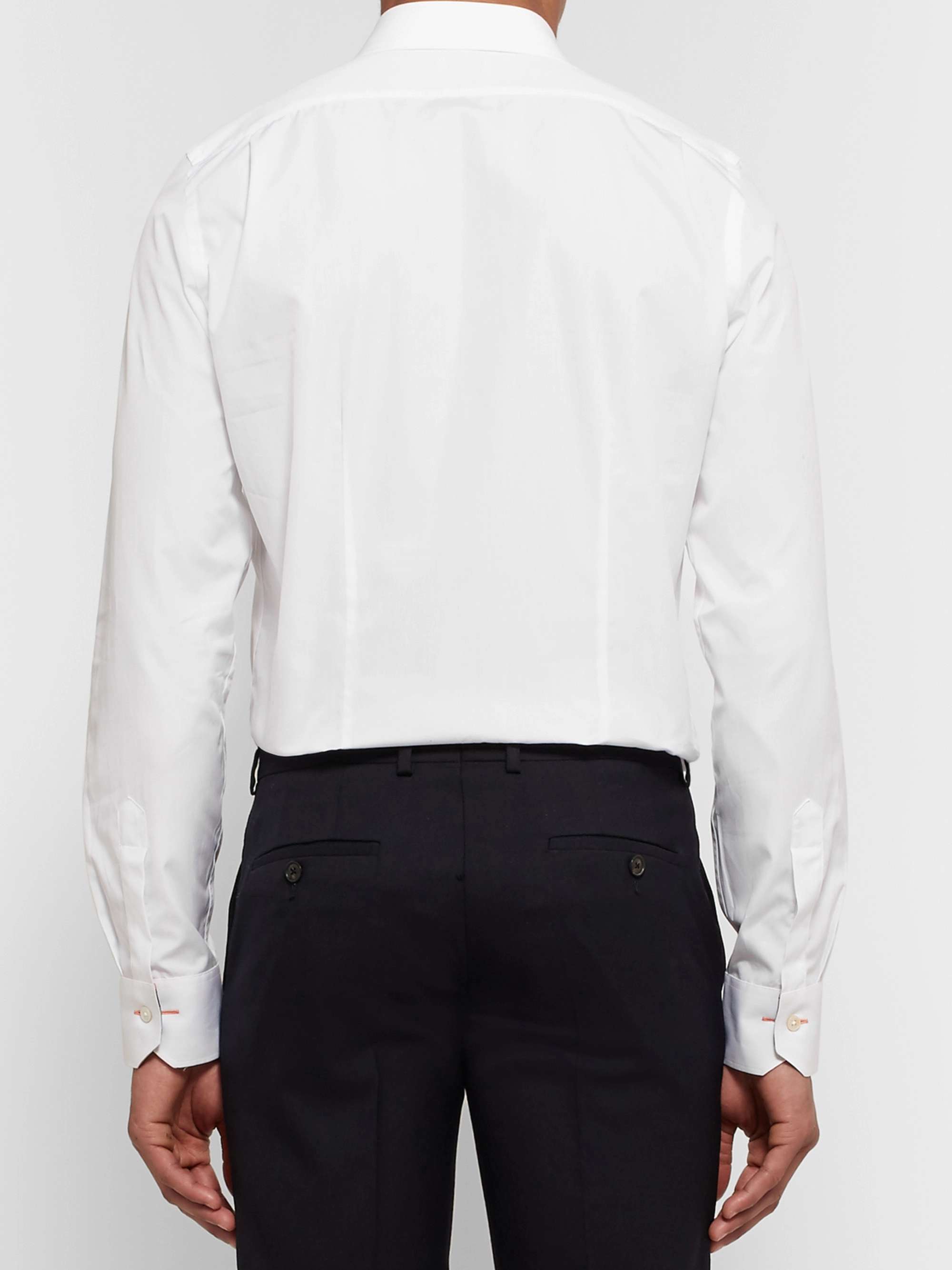 PAUL SMITH White Slim-Fit Contrast-Cuff Cotton-Poplin Shirt for Men ...