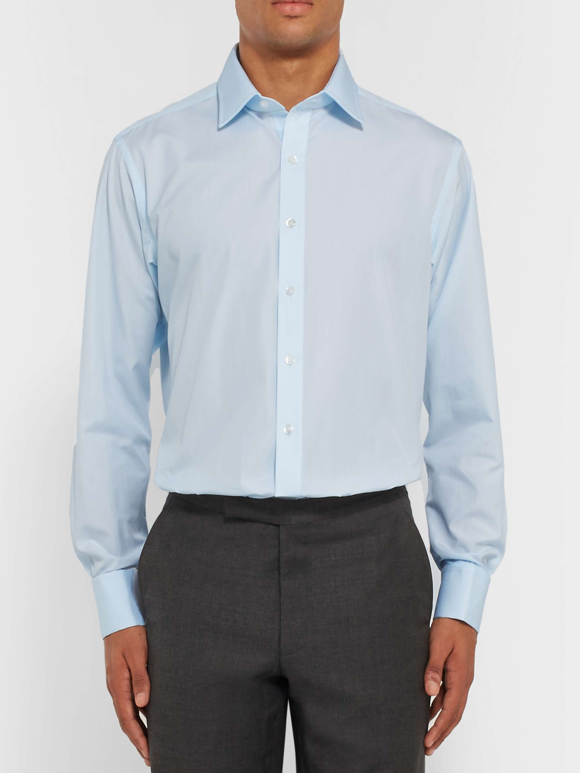 EMMA WILLIS Blue Double-Cuff Cotton Shirt