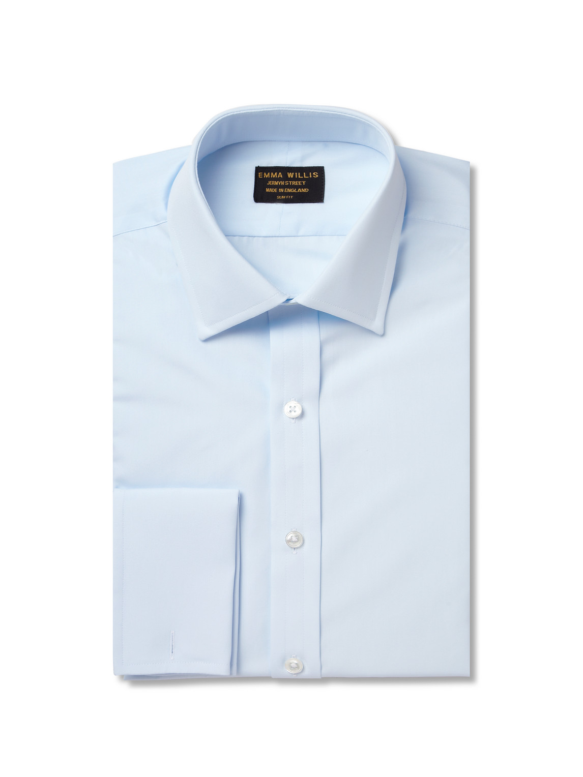 Blue Double-Cuff Cotton Shirt