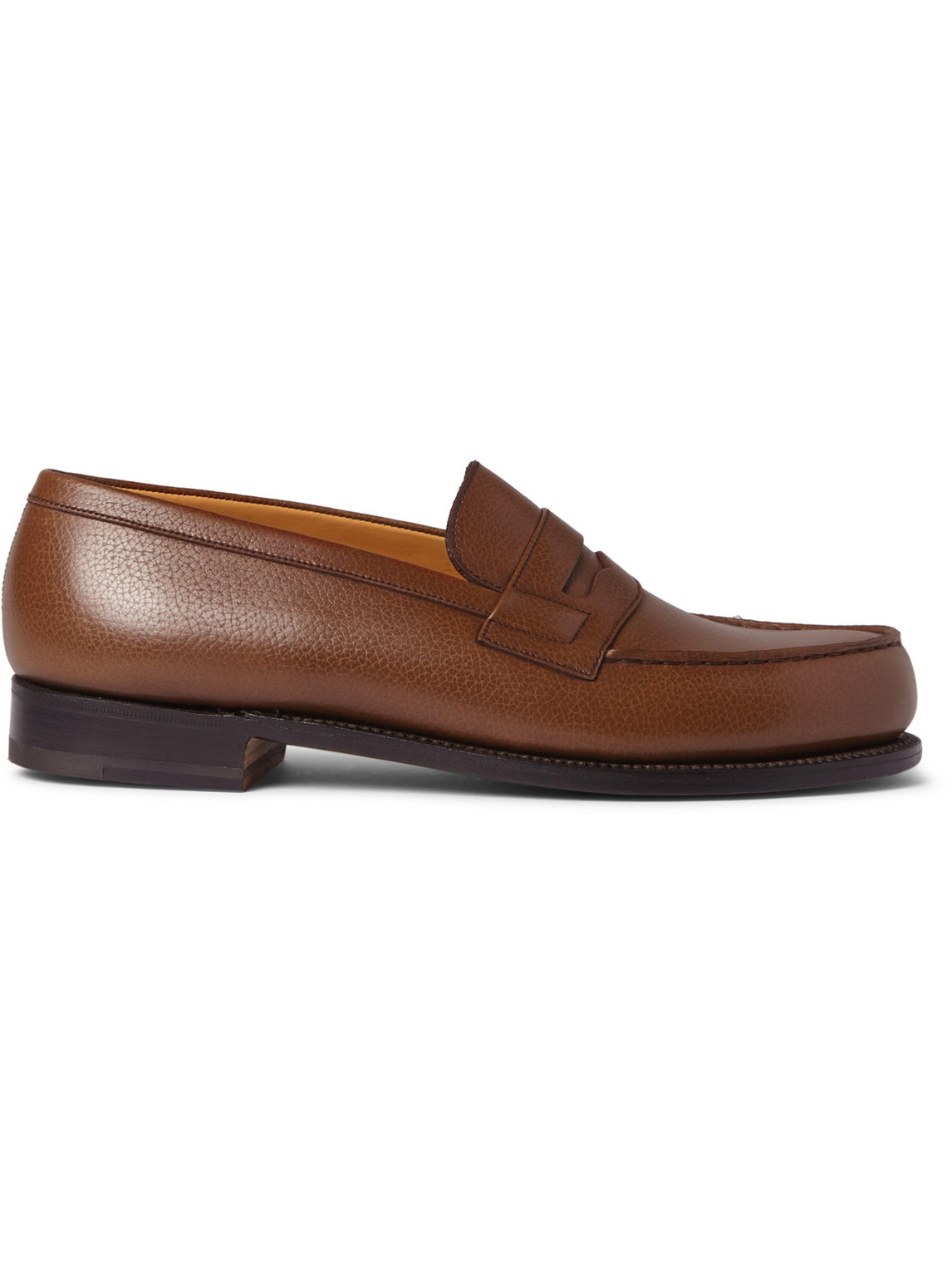 Jm Weston 180 Moccasin Grained-leather Loafers In Brown