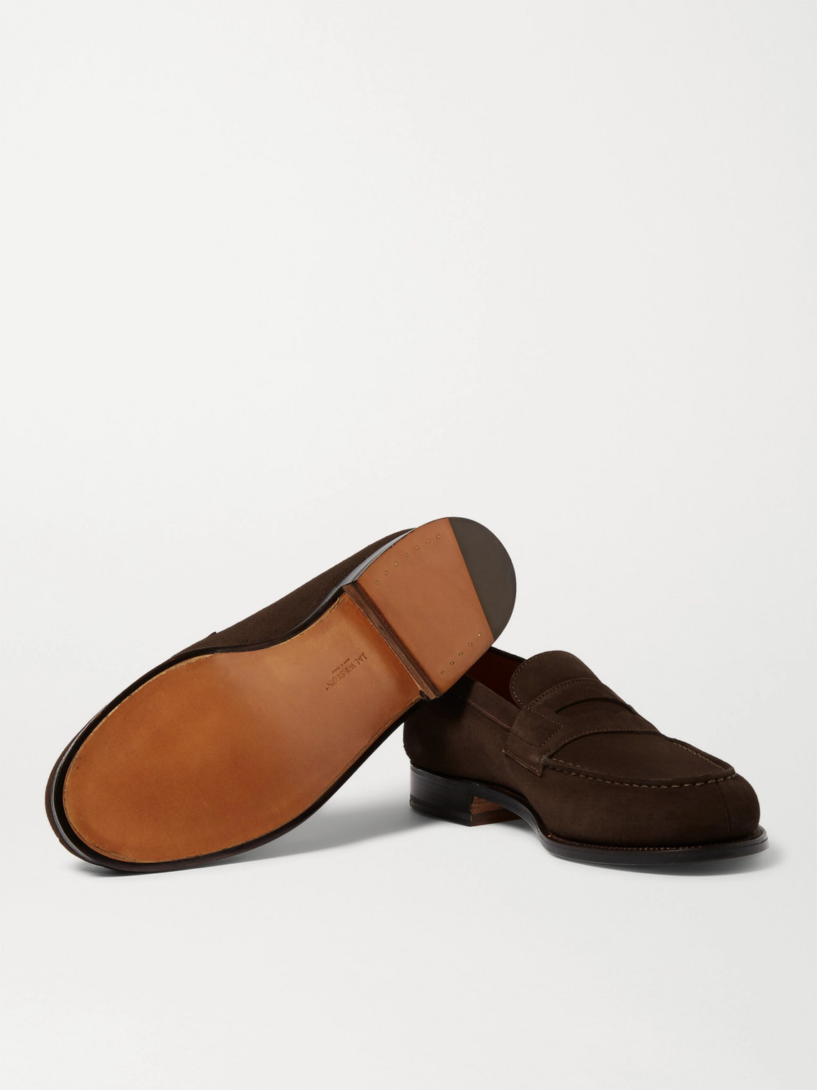 Shop Jm Weston 180 Moccasin Suede Loafers In Brown