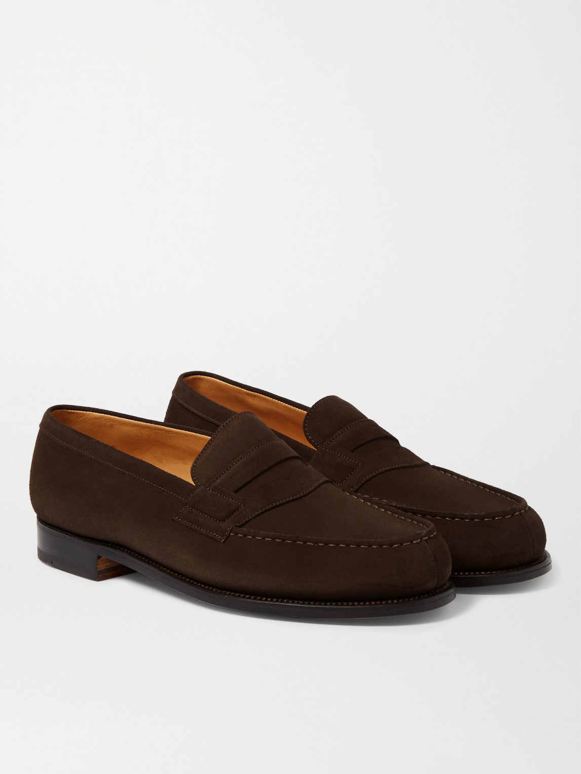 J.m. Weston 180 Moccasin Suede Loafers In Brown | ModeSens