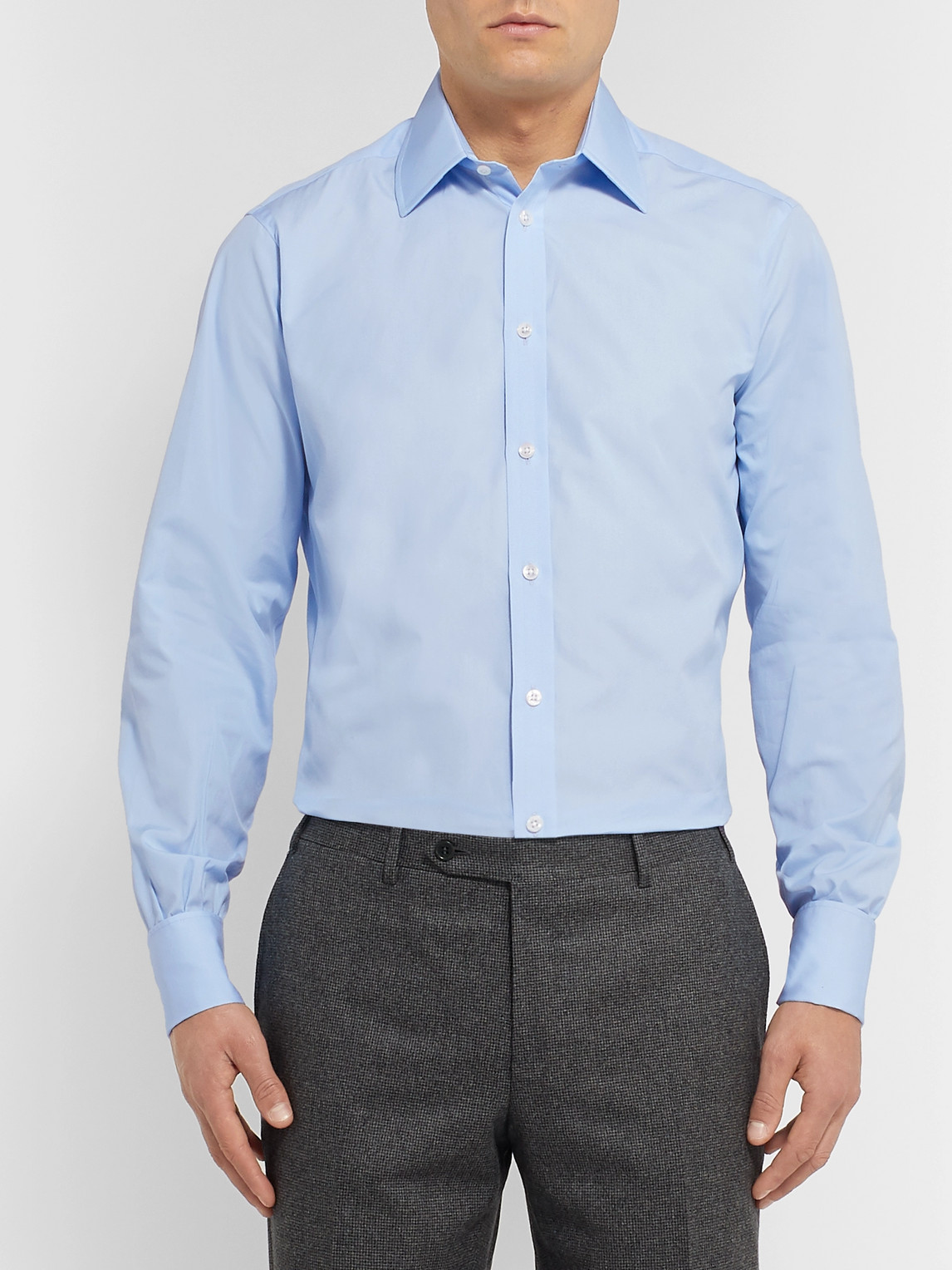 Shop Turnbull & Asser Blue Double-cuff Cotton Shirt