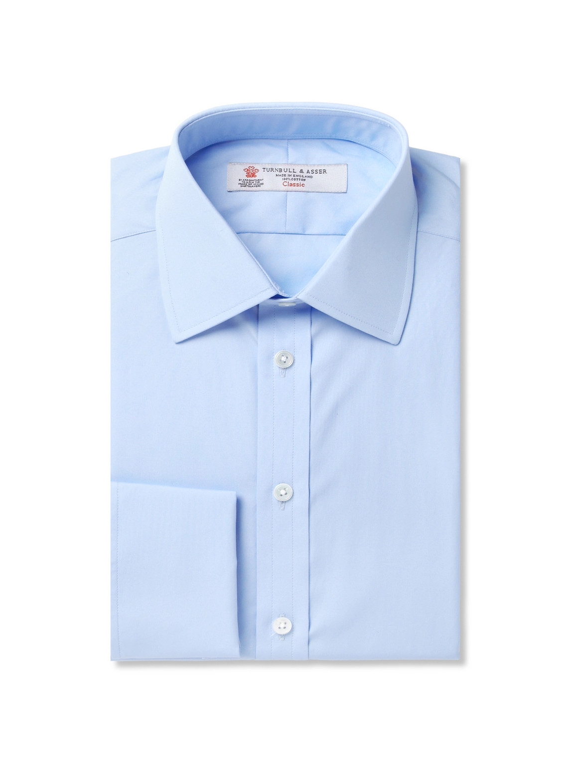 Blue Double-Cuff Cotton Shirt