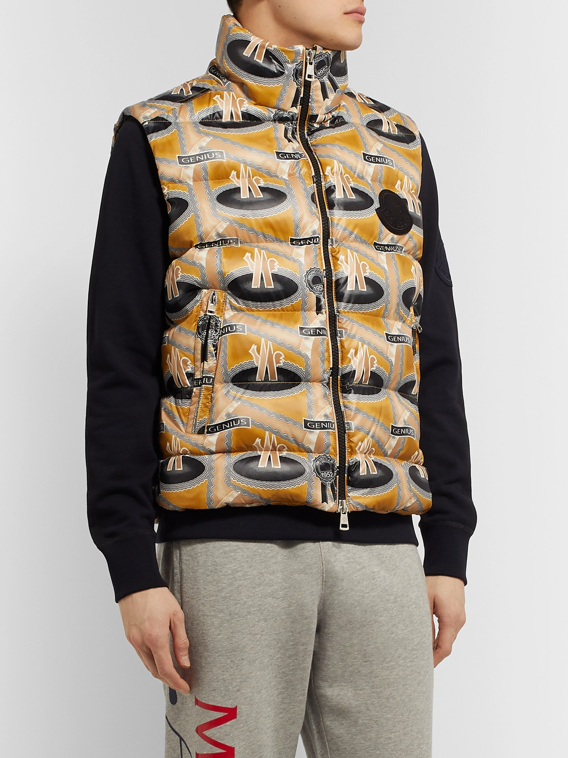 Shop Moncler Genius Fergus Purcell 2 Moncler 1952 Parker Printed Quilted Nylon Down Gilet In Gold