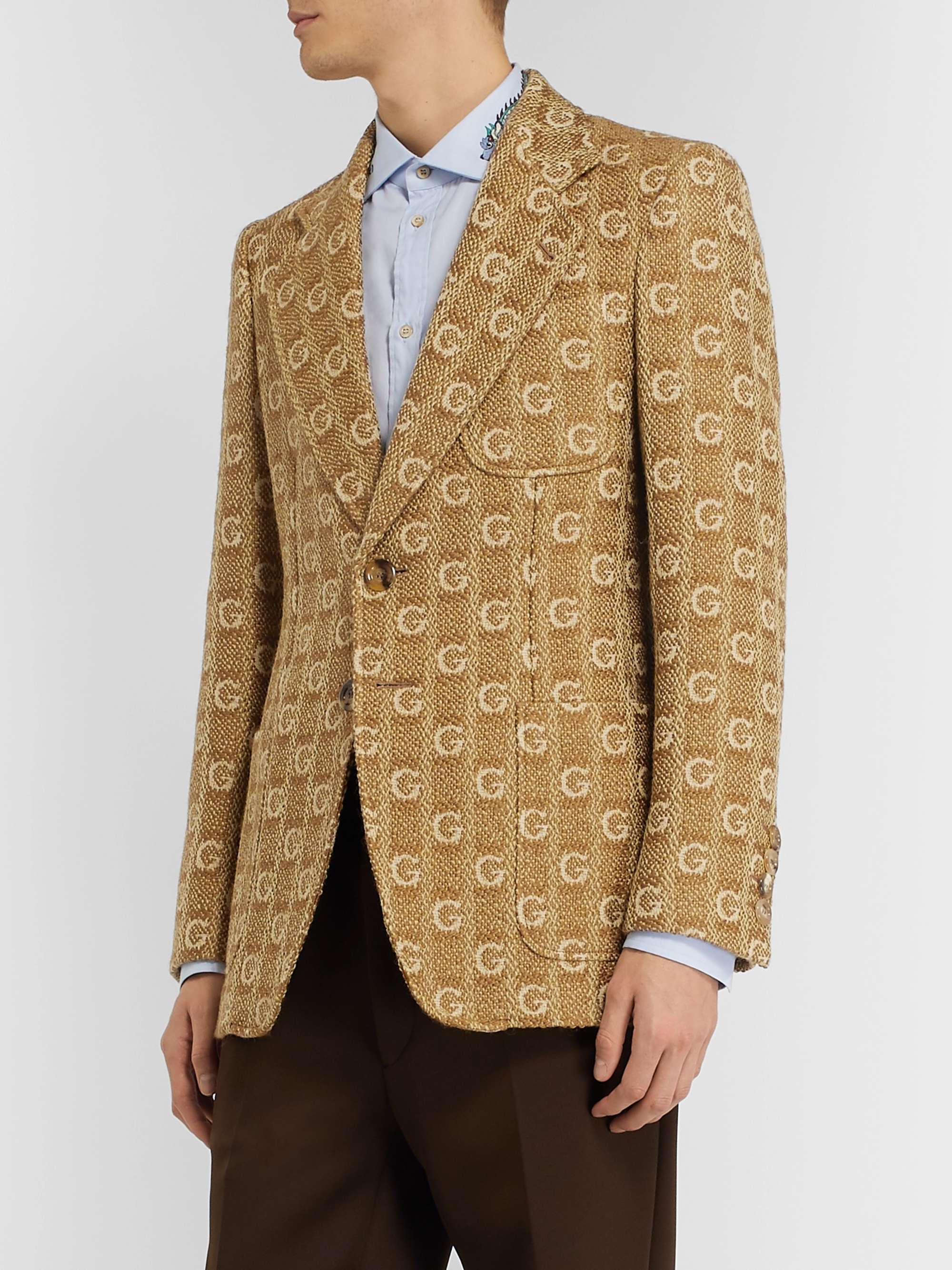 GUCCI Logo-Jacquard Virgin Wool Blazer