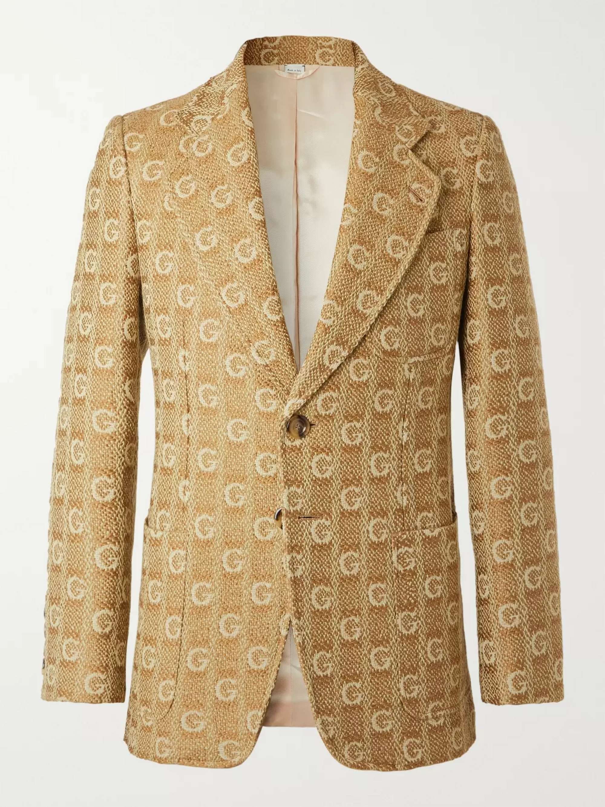 GUCCI Logo-Jacquard Virgin Wool Blazer