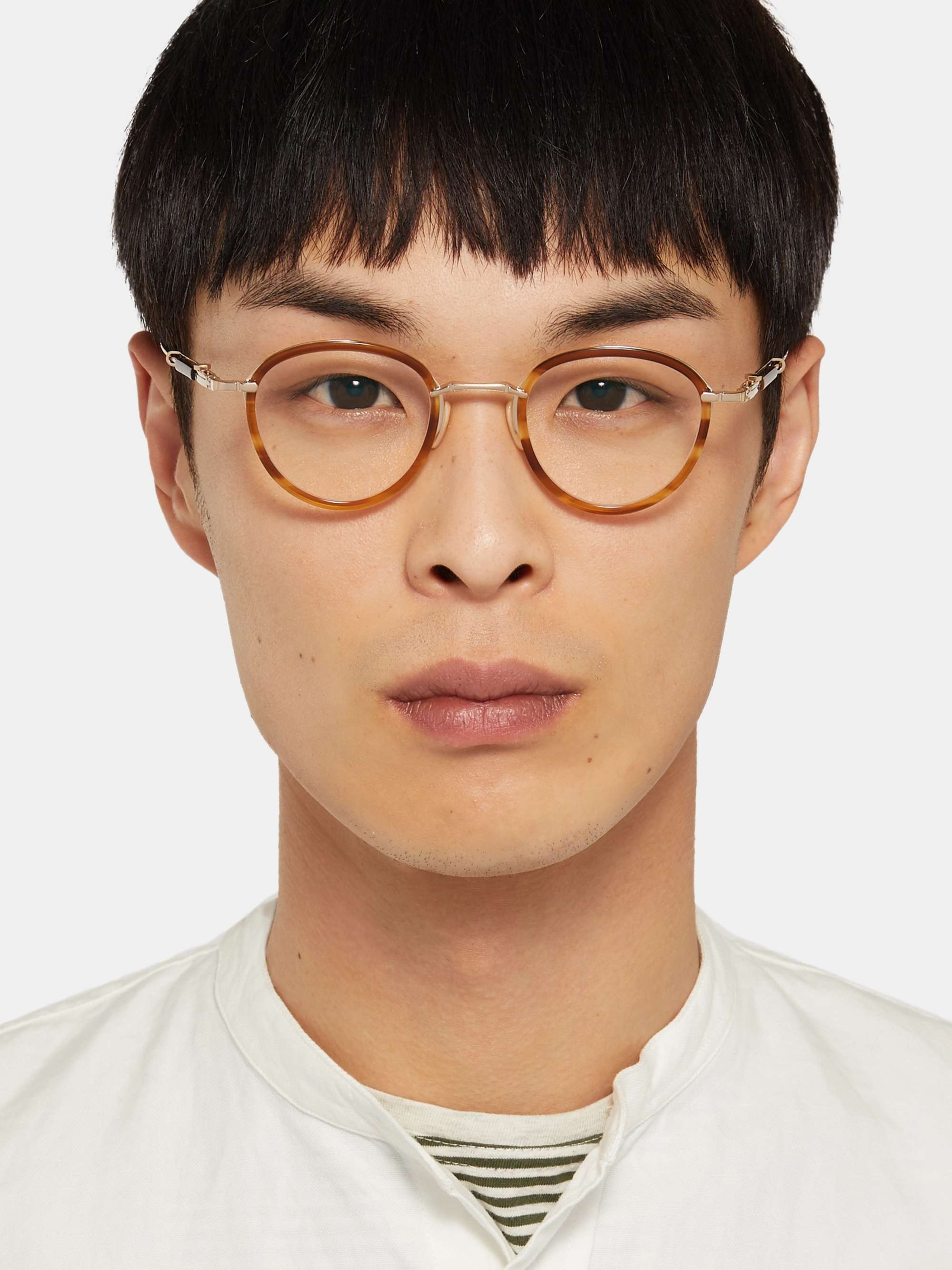 MR LEIGHT Mulholland Round-Frame 12-Karat White Gold and Acetate Glasses With Clip-On UV Lenses