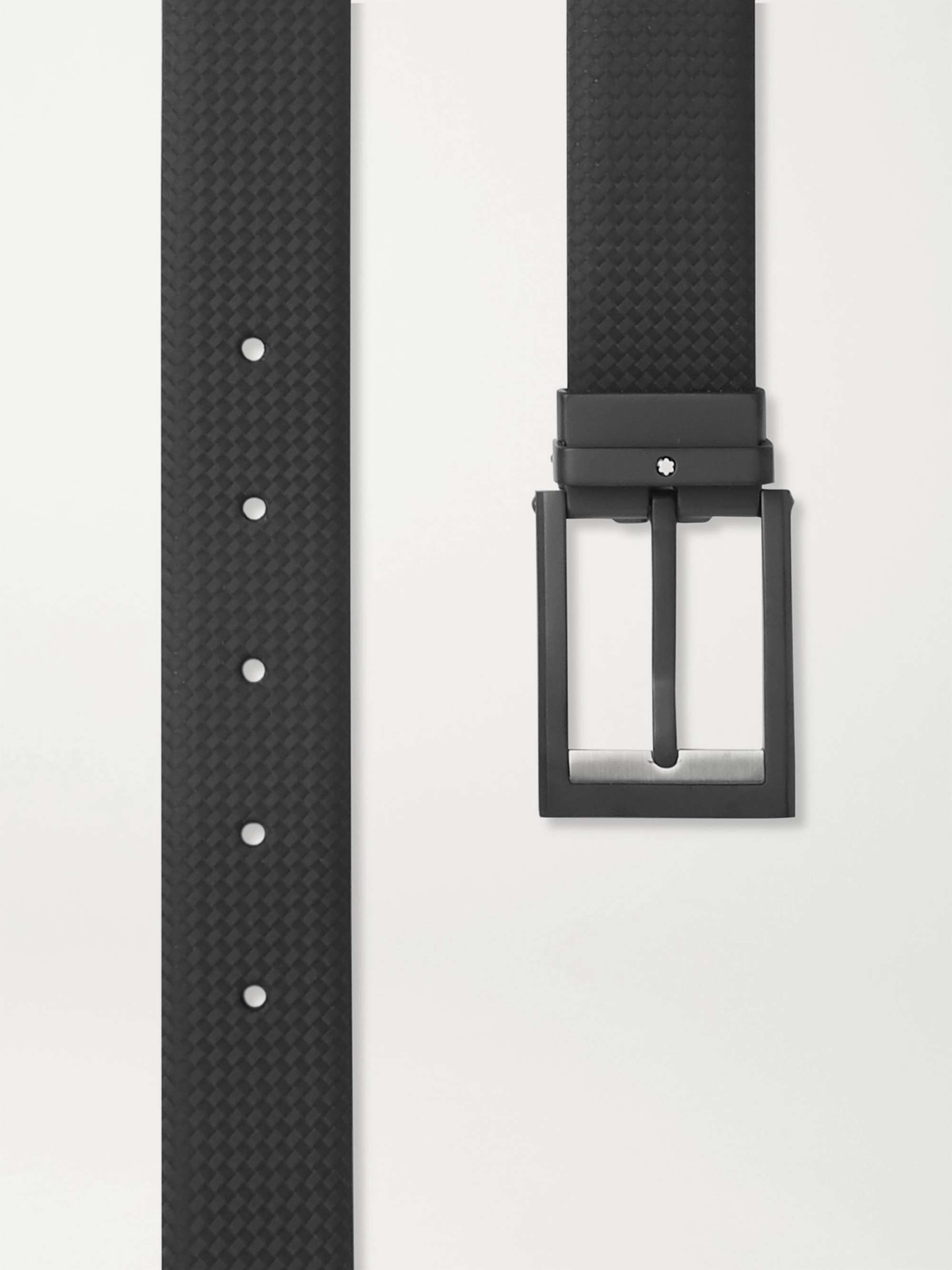 MONTBLANC 3cm Black Textured-Leather Belt